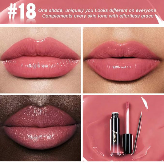 Kaely Longwear No-Budge Lipstick for Women, Highly Pigmented Liquid Lip Color Makeup, Non-Transfer Lip Gloss Stain Waterproof Smudge Proof 24 Hour, Instant Shine, Vegan & Cruelty-Free, 18 NUDE