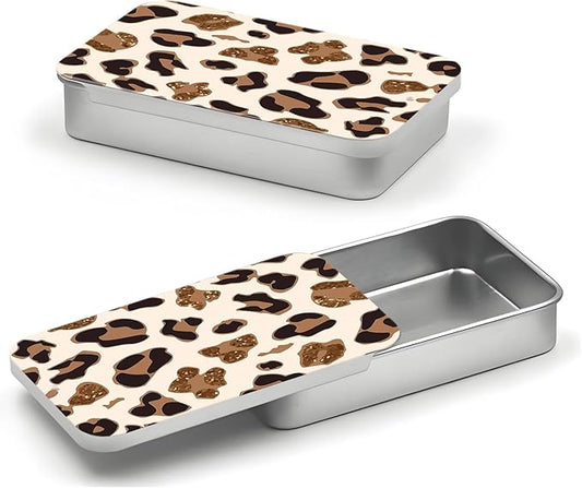 Portable Dental Floss Case, Refillable Cute Travel Floss Dispenser for Men & Women, Pocket Travel Floss Picks Case for Purse, Backpack, Bag White Brown Leopard