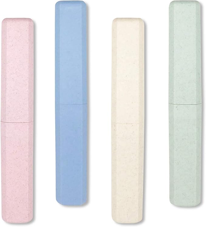 Mulbozy 4 Packs Portable Travel Toothbrush Case, Breathable Plastic Toothbrush Holder for Home, Travel, Business, Camping, School