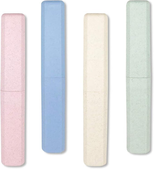 Mulbozy 4 Packs Portable Travel Toothbrush Case, Breathable Plastic Toothbrush Holder for Home, Travel, Business, Camping, School