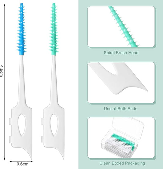 600 Pcs Soft Interdental Brushes Disposable Gum Picks Dental Floss with Case Picks Dental Braces Brush for Teeth Cleaning and Gum Health