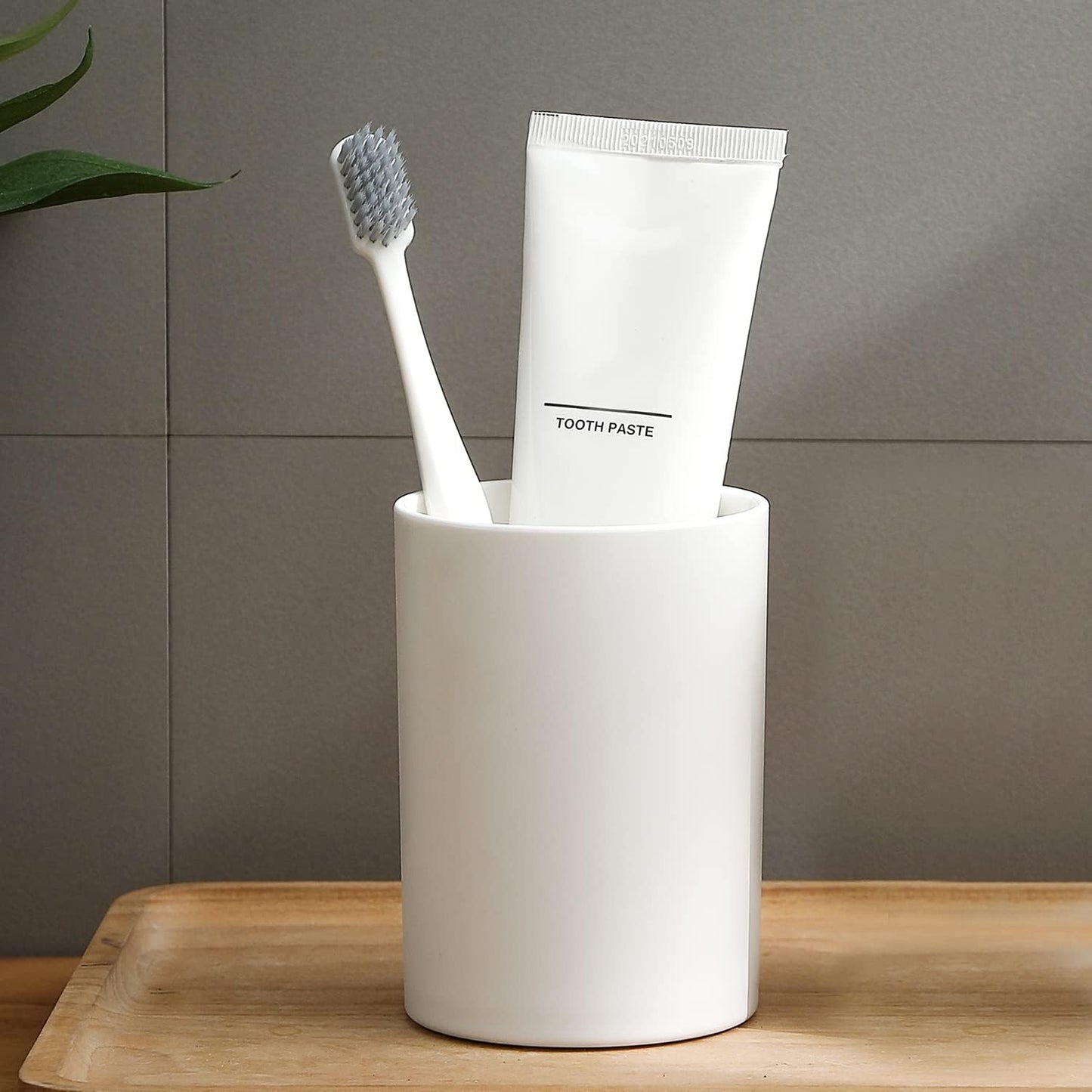 Bathroom Tumbler 10.5oz Reusable Unbreakable Toothbrush Cup 300ml - Mouthwash Plastic Easy to Clean Toothbrush Holder - Adequate for Your Bathroom (PP 1PC, White)