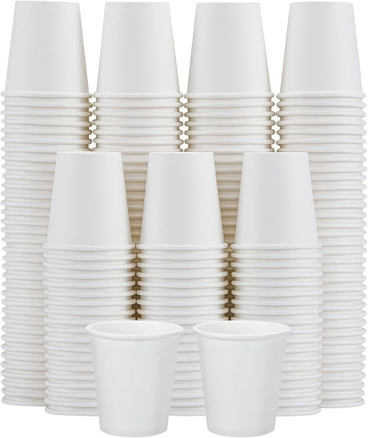 [300 Pack 5 oz Mini Paper Cups White, Small Mouthwash Cups 5 OZ, Disposable Bathroom Cups 5 Ounce for Supermarket, Birthday Party, Travel, Events, Picnic, BBQ