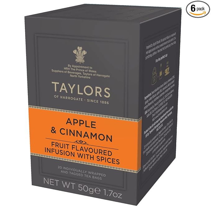 Taylors of Harrogate Apple & Cinnamon Herbal Tea, 20 Count (Pack of 6)