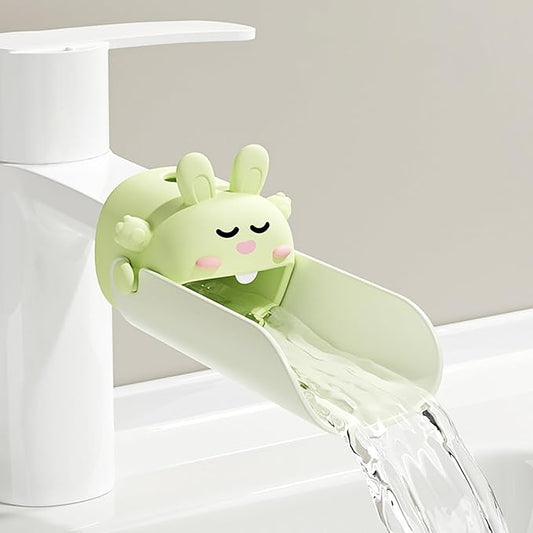 Faucet Extender Silicone Faucet Extender Temperature Sensitive for Toddlers Silicone Sink Extender Babies Kids Children (Green/Happy Rabbit)