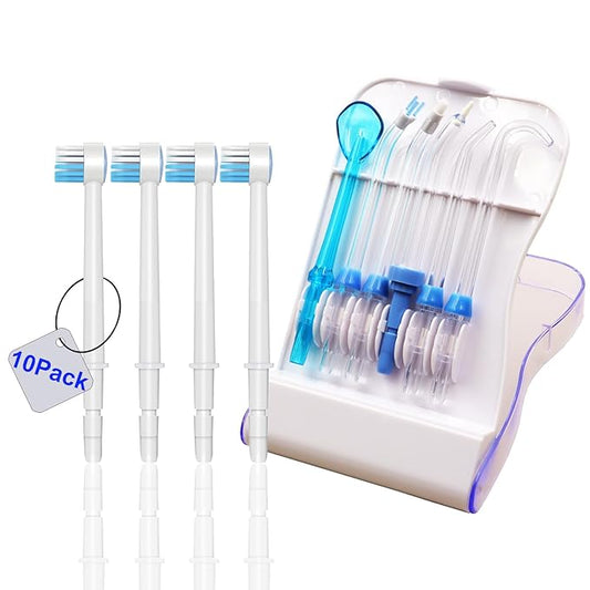 Replacement Heads for Waterpik, Replacement Picks for Water Pik Water Flosser (10 Tips & Storage Case), Water Flosser Replacement Tips for Waterpik WP-663 WP-150 WP-660 WP-580 wp-150w wp667w WP-140