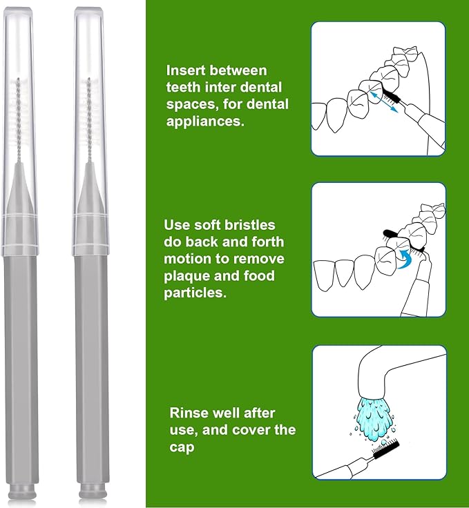 Patelai 100 Pieces Braces Brush for Cleaner Interdental Brush Toothpick Dental Tooth Flossing Head Oral Dental Hygiene Flosser Toothpick Cleaners Tooth Cleaning Tool (Gray)