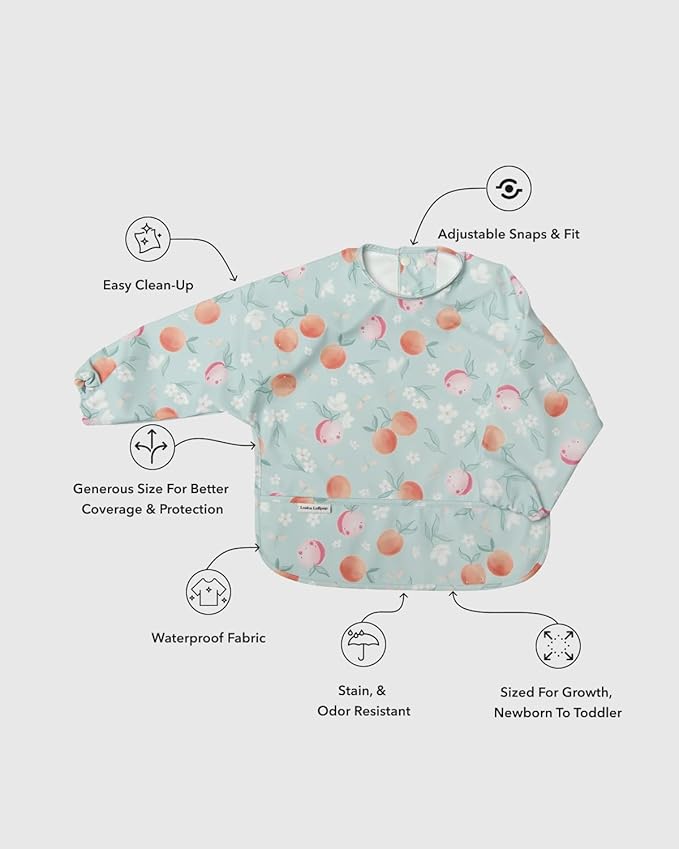 Loulou Lollipop Long Sleeve Mess Free Waterproof Bibs, for baby boys and girls 6-36 Months, Machine Washable, Travel Friendly