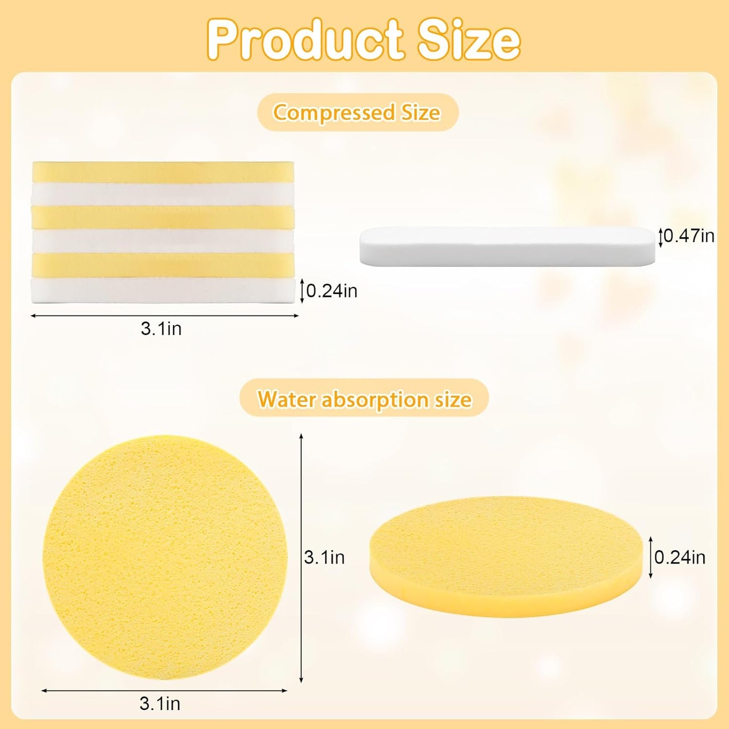 120 Pcs Facial Sponge Compressed, Luxiv Face Cleansing Sponge Estheticians Compressed Makeup Facial Sponge Round Wash Face Sponges for Women Compress Exfoliating Removal Sponge (Yellow+white)