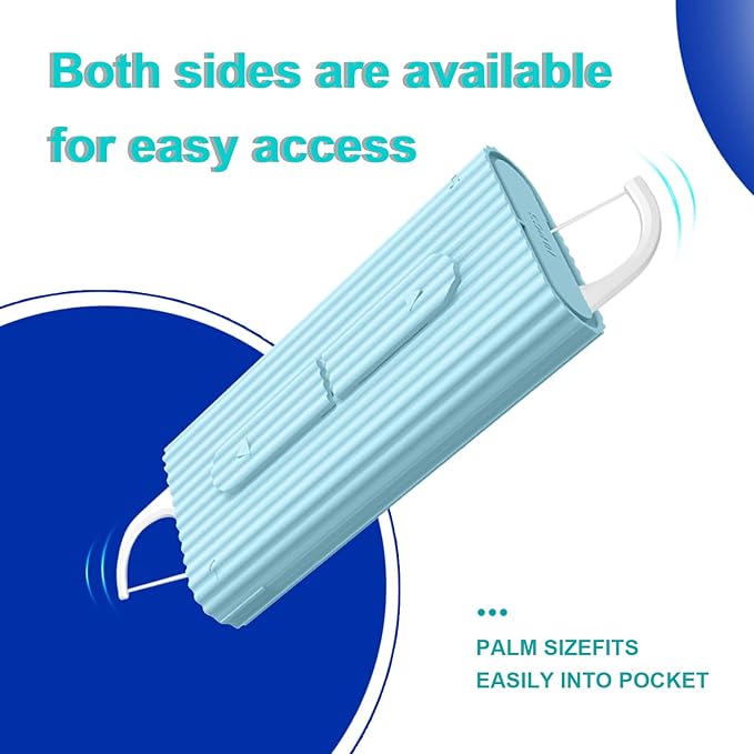 Holy rose Portable Dental Floss Picks Dispenser 2 Box,Travel Floss Case with Adult Floss Sticks 80Count,Portable Flosser Toothpick Perfect for Home,Travel Cleaning Teeth,Tool for Oral Care(Blue
