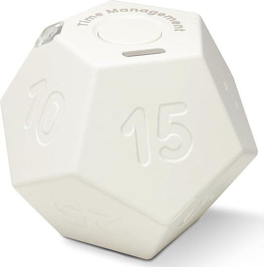 Cube Pomodoro Timer, Rechargeable Small Cute, Timer for Kids and Classroom, Kitchen, Cooking, Workout & Study Countdown, Time Management Tool (Floral White)