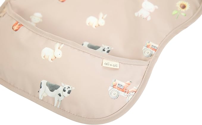 Ali+Oli Smock Bibs for Babies, BPA-Free Oeko-Tex Certified, Waterproof Baby Smock, Machine Washable, Toddlers Ages 6m+