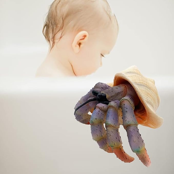 Gemini&Genius Sea Animal Hermit Crab Action Figure Toy for Kids, Soft Rubber Realistic Ocean Crab Educational and Role Play Toys for Kids and Collectors, Great Swimming and Bath Toys (Hermit Crab)