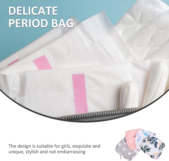 Amosfun 20pcs Sanitary Napkin Storage Bag Teen Girl Period Pad Bags Mini Zipper Open Makeup Bag Polyester Cosmetic Packets