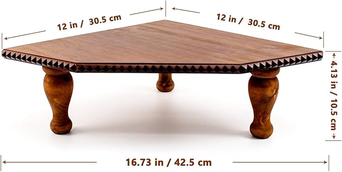 Wood Corner Counter Shelf Framehouse Decorative Tray Stand for Kitchen Bathroom Riser Organizer Coffee Bar Display Shelf with Detachable Legs (Darkbrown)
