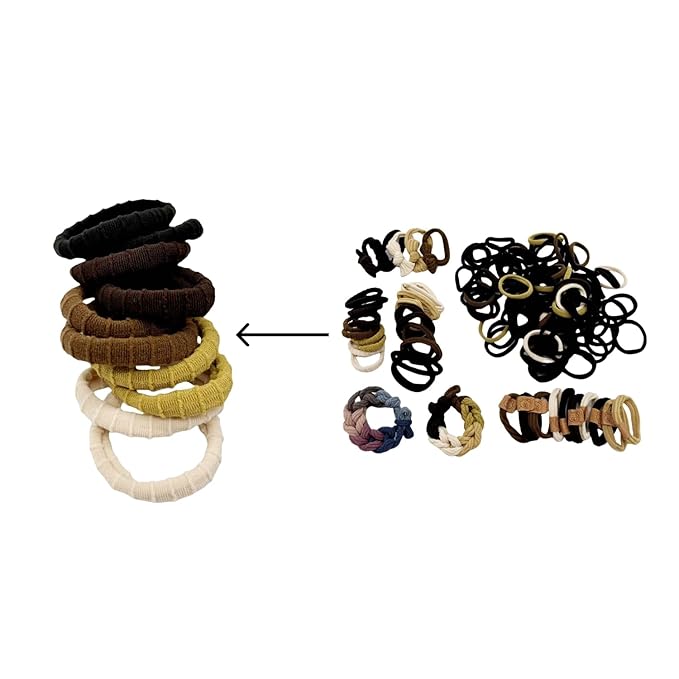 137 Pcs Hair Ties with Seamless High Elastic in Ponytail Holders Kit that don't Damage your Hair (6 Styles)