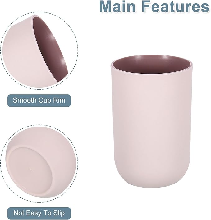uxcell 2Pcs Plastic Drinking Cups, Double Color Unbreakable Reusable Bathroom Cup Mouthwash Cup Toothbrush Tumbler Holder, Pink
