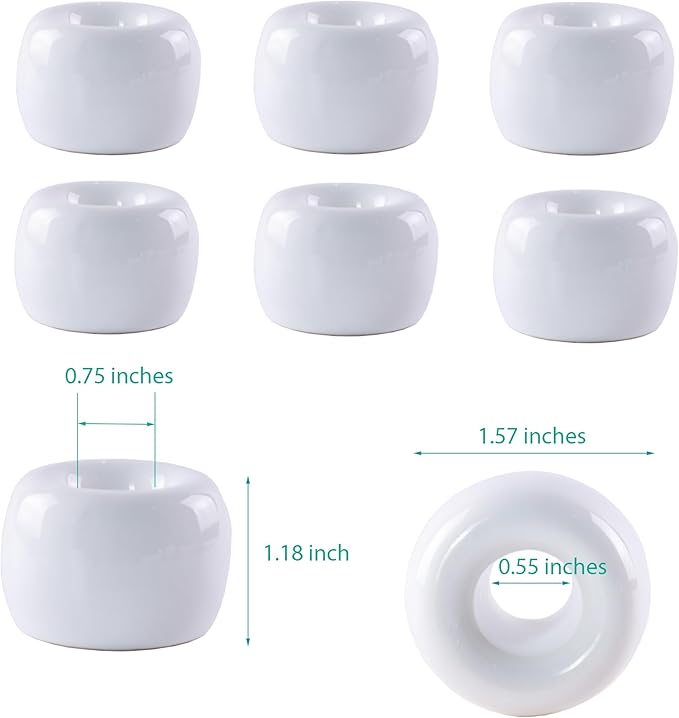 Set of 6 Sleek Mini Ceramics Toothbrush Holder, Small Ceramic Ring, Perfect Size for Bathroom Vanity Countertops
