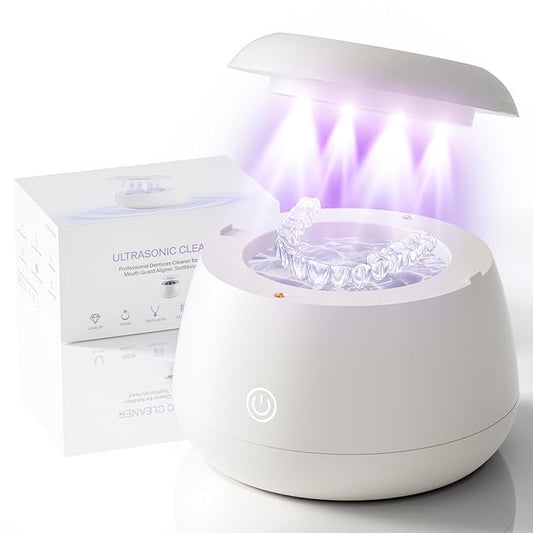 2026 Ultrasonic Retainer Cleaner Machine - 48kHz Dental Cleaning Pod for Denture, Mouth Guards, Aligner, Night Guards, Braces, Jewelry, Toothbrush, Sonic Dental Cleaner with 200ML Capacity