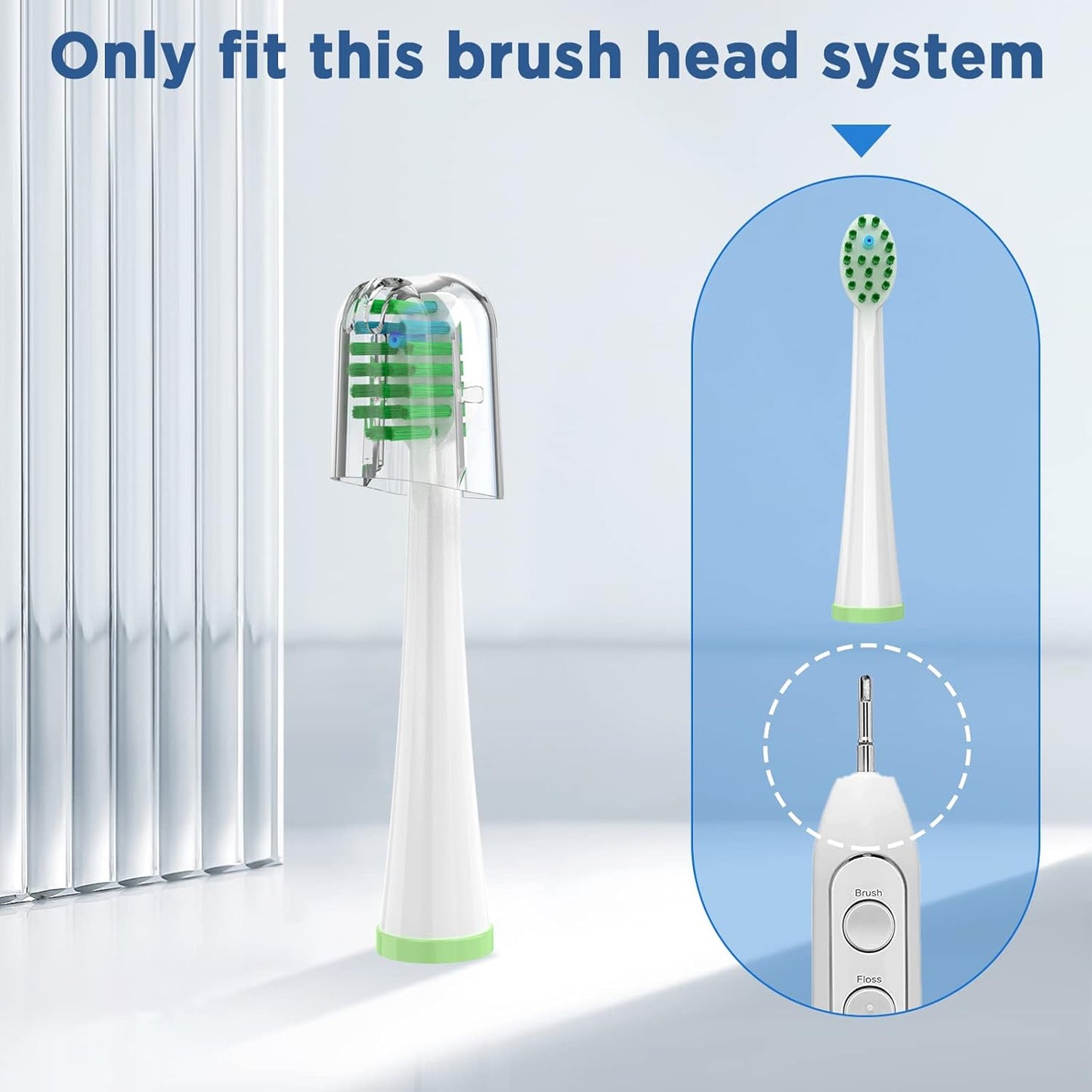 Replacement Toothbrush Heads for All Waterpik Sonic Fusion Models (SF-01, SF-02, SF-03, and SF-04 Series), Compact, with Covers, 5 Count, White