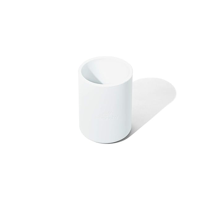 Avanchy Silicone Training Sippy Cup with Straw Lid – Tiny Cup for Babies 6+ Months to Toddlers 1 Year Old – 5 oz Infant Water Cup for Baby Led Weaning, White