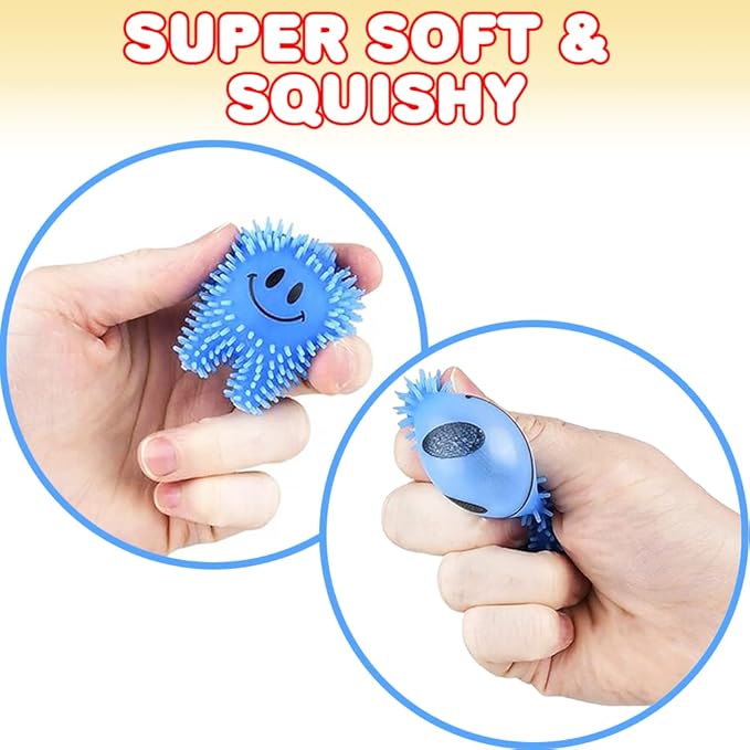 ArtCreativity Mini Tooth Puffers, Set of 24, Squeezy Toys for Kids with Soft Spikes, Sensory Fidget Toys for Stress Relief in Assorted Colors, Goodie Bag Stuffers, and Dentist Office Giveaways