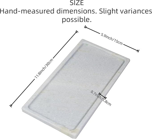 Solid Natural Marble Rectangle Vanity Tray - 9.8"x5" Italy Natural Bath & Counter Organizer, Decorative Jewelry Perfume Holder, Kitchen Coffee Table Serving Tray-Blue Crysta（Blue Quartz）