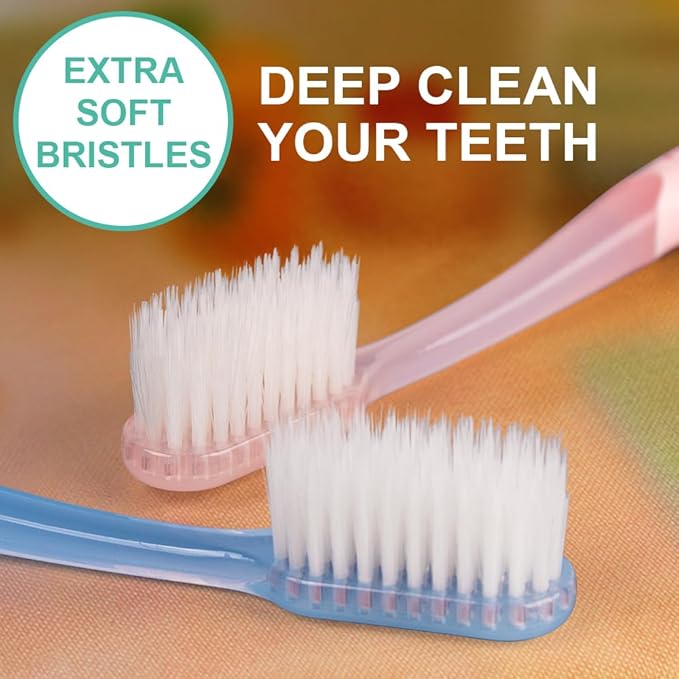 Extra Soft Toothbrush 6-Pack, Regular Head (3 Colors - 2 Each) Dentist-Developed Tapered Bristles for Sensitive Teeth & Gum Care Gentle Cleaning, BPA-Free