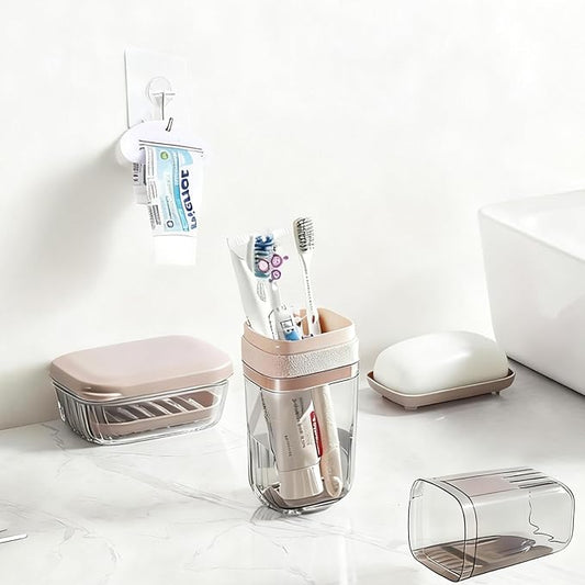Large Toothbrush Travel Case and Travel Soap Case, Toothpaste Squeezer Portable Toothbrush Holder for Travel, Vacation, Camping, Gym, Business Trips, Hostel, School Dorm