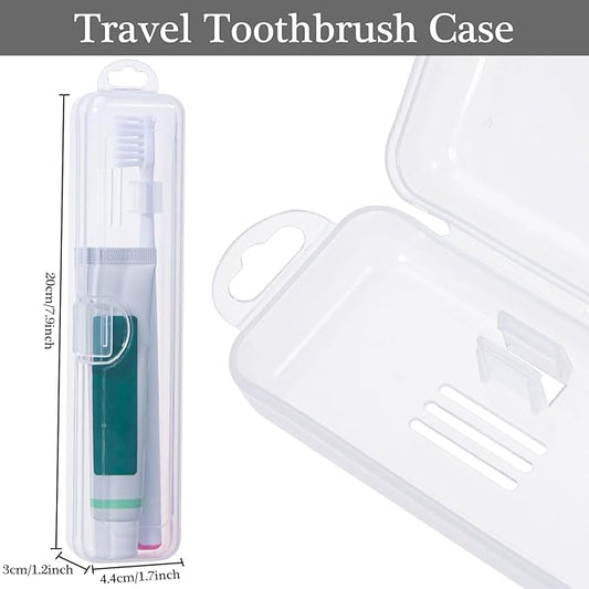 Toothbrush Travel Case 2 Pack, Gamdee Clear Toothbrush Case Holder Travel Size Plastic Toothbrush Holder Toothpaste Storage Container Portable for Traveling, 7.87 x 1.85 x 1.18”