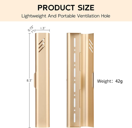 Travel Toothbrush Case, 2Pack Portable Toothbrush Holders, Durable Aluminum Toothbrush Storage Box, Small Breathable Manual Toothbrush Container for Traveling, Camping, Business Trip - Gold