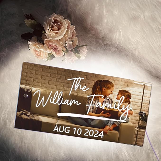 Custom LED Light Up Mirror - Multi Colour Lighting, Personalized Family Name Sign, Wall Decor for Bedroom