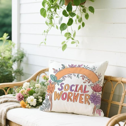 Cirzone Social Worker Gifts -18x18Inch Throw Pillow Cover Appreciation Gifts for Social Workers with Gift Box Perfect Birthday Volunteer Gifts for Home Sofa Decor