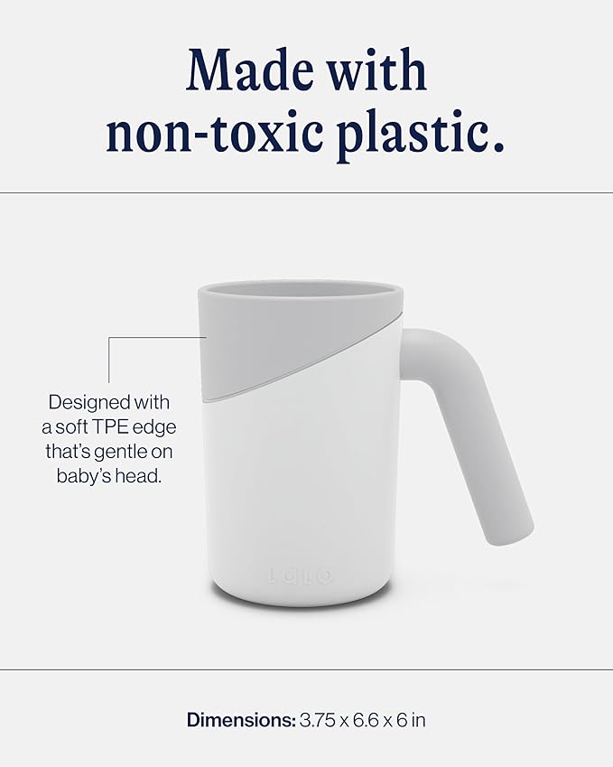 Lalo Coconut Baby Bath Cup - Handle, Tear-Free, Non-Toxic, Soft Edge, Lightweight