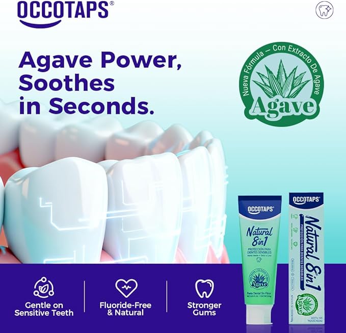 Agave Sensitive Toothpaste, Fluoride-Free Natural Whitening Toothpaste for Sensitive Teeth, Gentle Gum Care, Removes Surface Stains, Fresh Mint Herbal Formula, 1Pk US Manufactured
