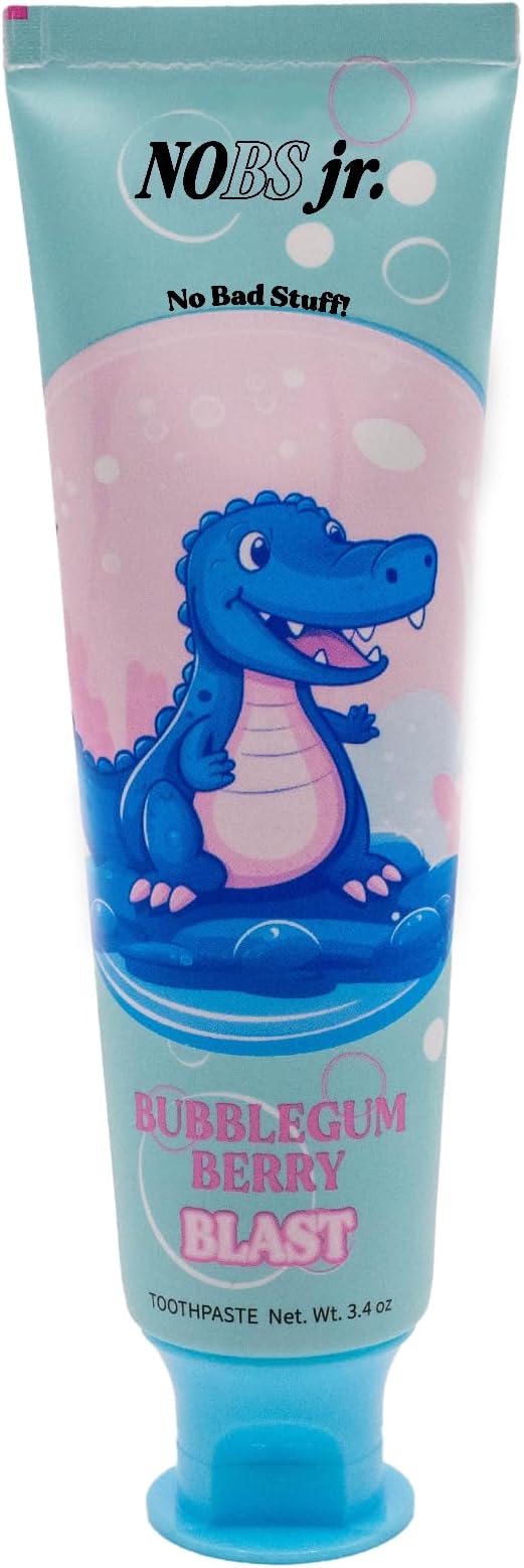 NOBS Jr. Kids Nano Hydroxyapatite Toothpaste – Fluoride Free, SLS-Free, Remineralizing - Dentist Formulated - Bubblegum Berry