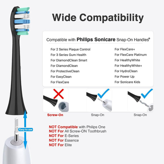 Electric Toothbrush Heads for Philips Sonicare Replacement Heads C1,C2,Replacement Brush Head Compatible with Phillips Sonicare Electric Toothbrushes, for Philips Sonic Care Brush,8 Pcs,4W+4B