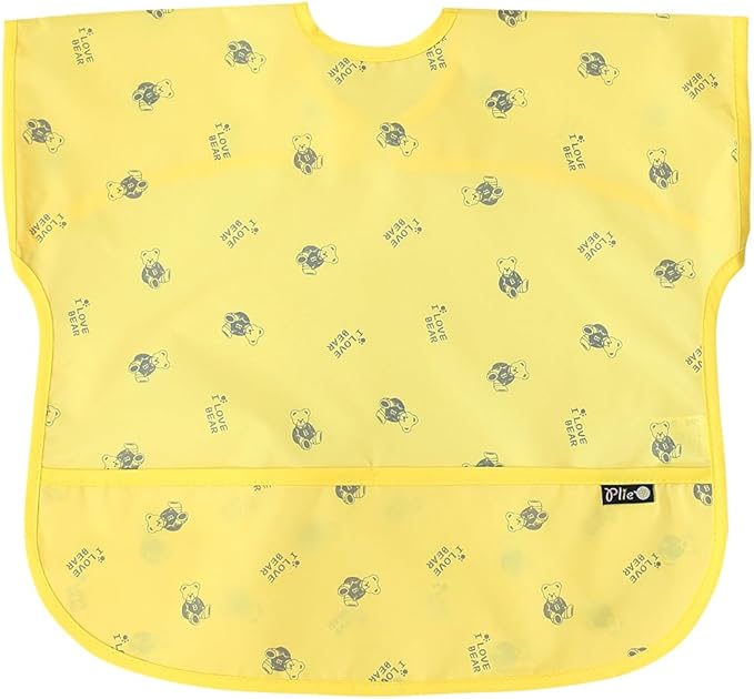 Short Sleeve Waterproof Bib for Toddlers – Easy Clean Feeding Apron for Mealtime, Daycare, Self-Feeding, Lightweight