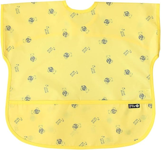 Short Sleeve Waterproof Bib for Toddlers – Easy Clean Feeding Apron for Mealtime, Daycare, Self-Feeding, Lightweight