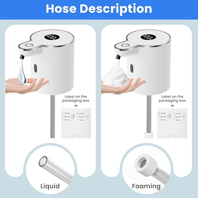 2 Pack Automatic Soap Dispenser, Touchless Liquid & Foaming Soap Dispensers, USB Rechargeable, 6-Level Adjustable Volume Control, 12.8oz/380ml, Wall Mount for Kitchen, Bathroom, Hotel, Easy for Kids