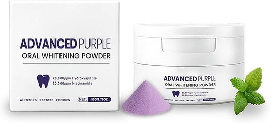 Teeth Whitening Powder with Hydroxyapatite & Niacinamide, R5X Purple Color Corrector for Instant, Enamel Repair & Remineralization, 30g