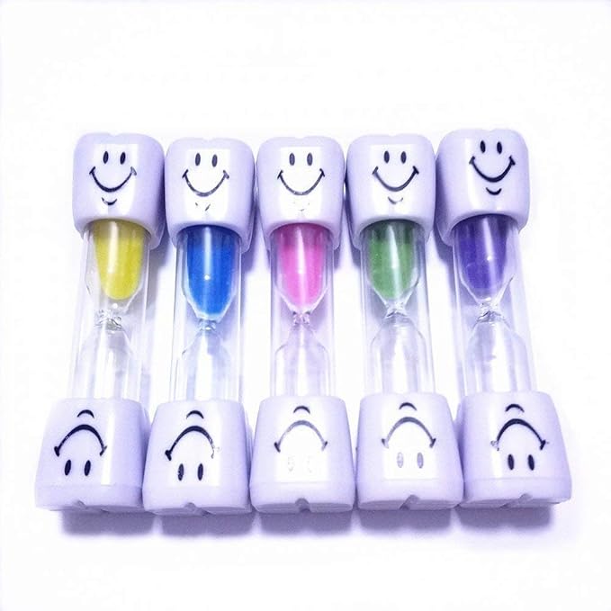 5 Pcs 2 Minute Smiley Sand Timer Set for Brushing Children's Teeth （5 Color）
