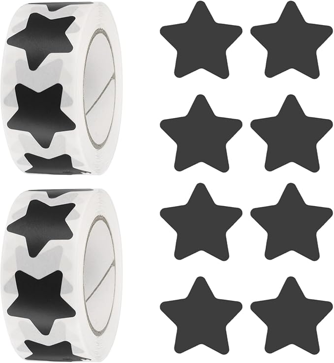 PATIKIL Star Stickers Roll 1 Inch(25mm), 1000pcs Reusable Self-Adhesive Star Labels for Reward Behavior Chart Teachers Business Decorating Wedding DIY Crafts, Black