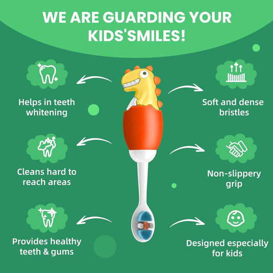 Kids Manual Toothbrush, Ultra-Soft Kids Toothbrush for Sensitive Teeth & Gums, Gentle Toddler & Children's Brush with 10000 Bristles Travel-Friendly Design for Ages 2-7 (Orange)