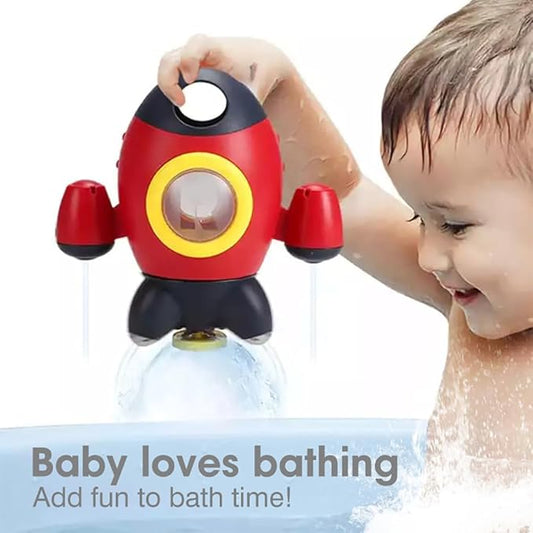 Baby Bath Toys, Space Rocket Shape Bathtub Toys for Toddlers, Spray Water Toys w/ Rotating Fountain, Bathroom Shower Toys for Infants Aged 18 Months 2 3 4 5 Years Old Kids Girls Boys
