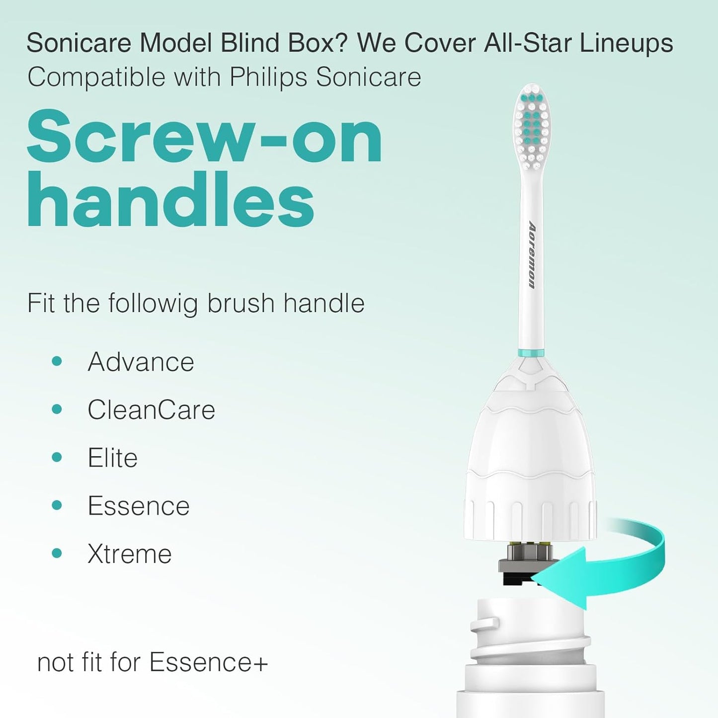 Aoremon Toothbrush Replacement Heads Compatible with Philips Sonicare E-Series Essence Xtreme Elite Advance CleanCare Screw-on Electric Toothbrush Handle Head Come with Hygienic Caps, 3 Count, White