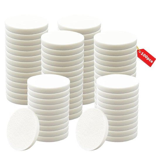 100Pcs White Round Makeup Sponges Beauty Makeup Foundation Powder Blender, Disposable Makeup Sponge Powder Puff, Suitable All Skin Types Wet and Dry Dual Use
