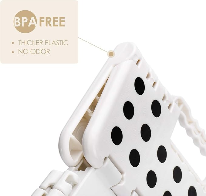 Dyforce Non-Slip Folding Step Stool - 11 inch Height Premium Heavy Duty Foldable Step Stool for Kids, Kitchen Garden Bathroom Camping Stepping Stool - White