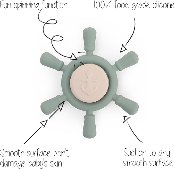 Suction Spinning Toy, Silicone Toddler Sensory Toys for Bath Toys Birthday Gift (Shifting Sand&Sage)