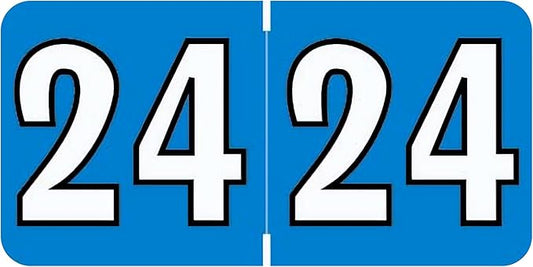 2024 Year Stickers, Doctor Stuff 2024 Chart Stickers, Blue/Black Color Coded, Colwell Jewel Tone Style, USA Made Year Labels for End Tab File Folders, 500/Roll, 1 Roll, 3/4" x 1-1/2"